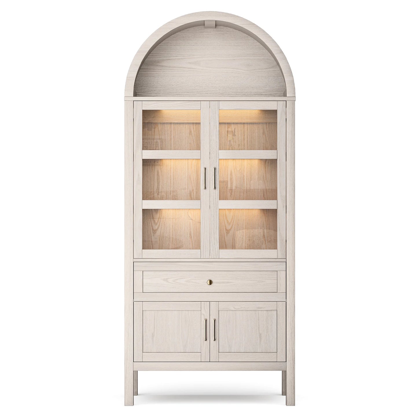 Cottinch Modern Arched Storage Cabinet With Adjustable Wooden Shelves