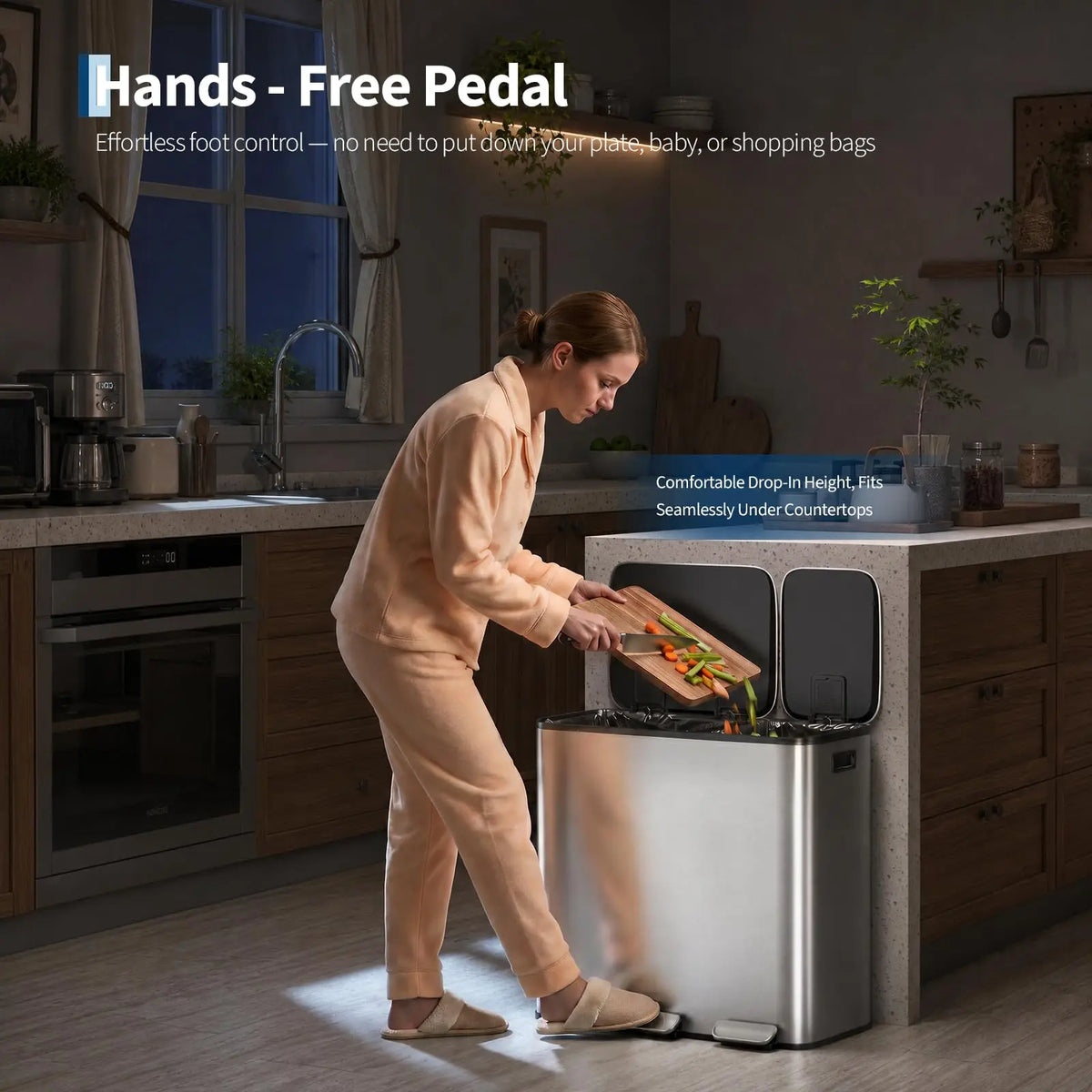 Dual Stainless Steel Kitchen Soft Close Recycling Bin