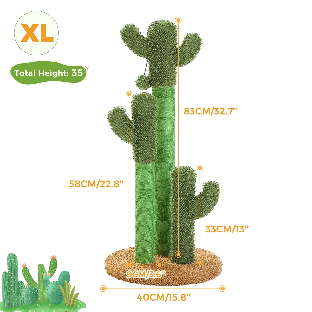Pequlti Cactus Cat Tree With Cozy Condo And Scratching Post