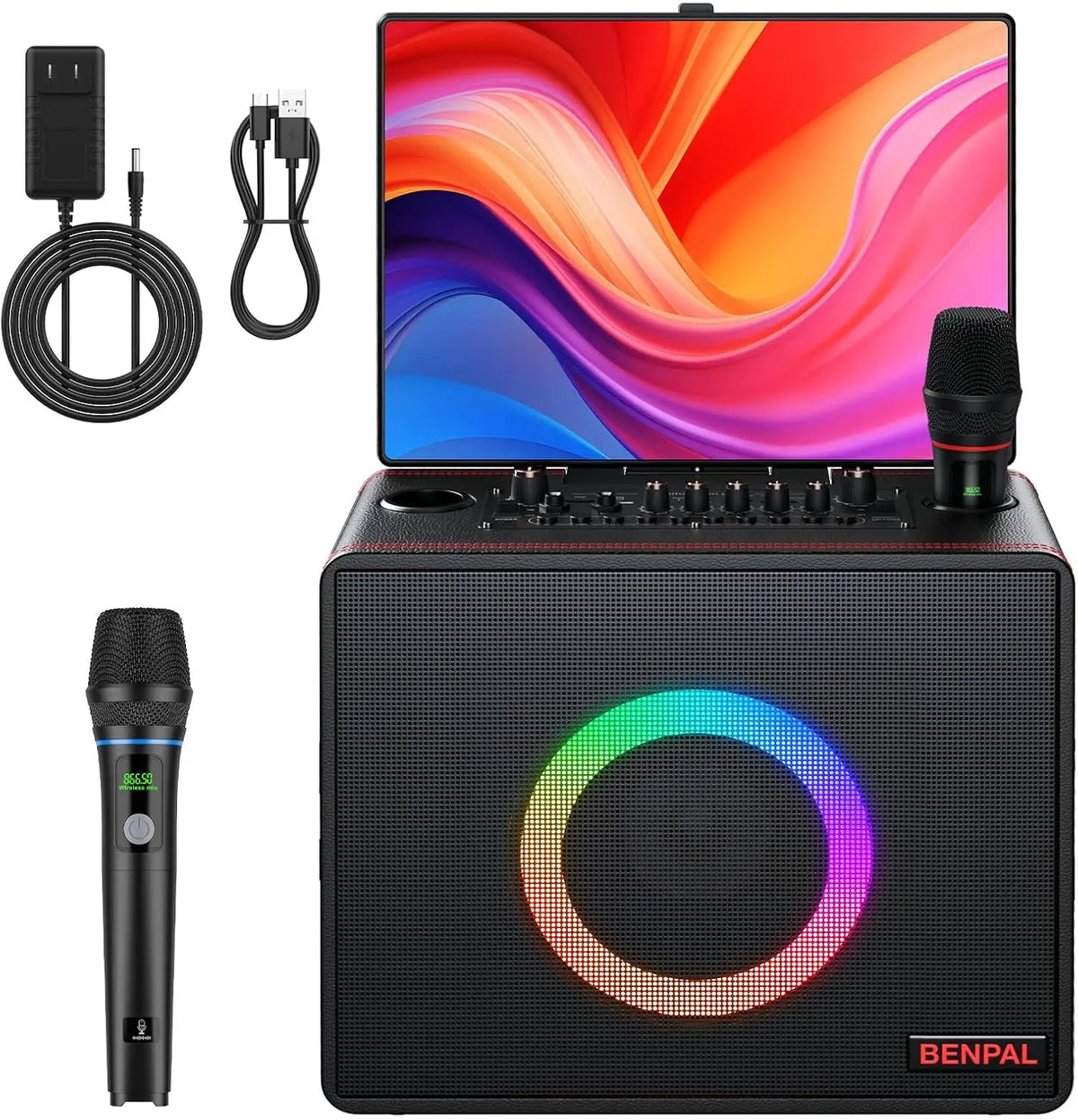 Portable Bluetooth Karaoke Speaker With Wireless Microphones