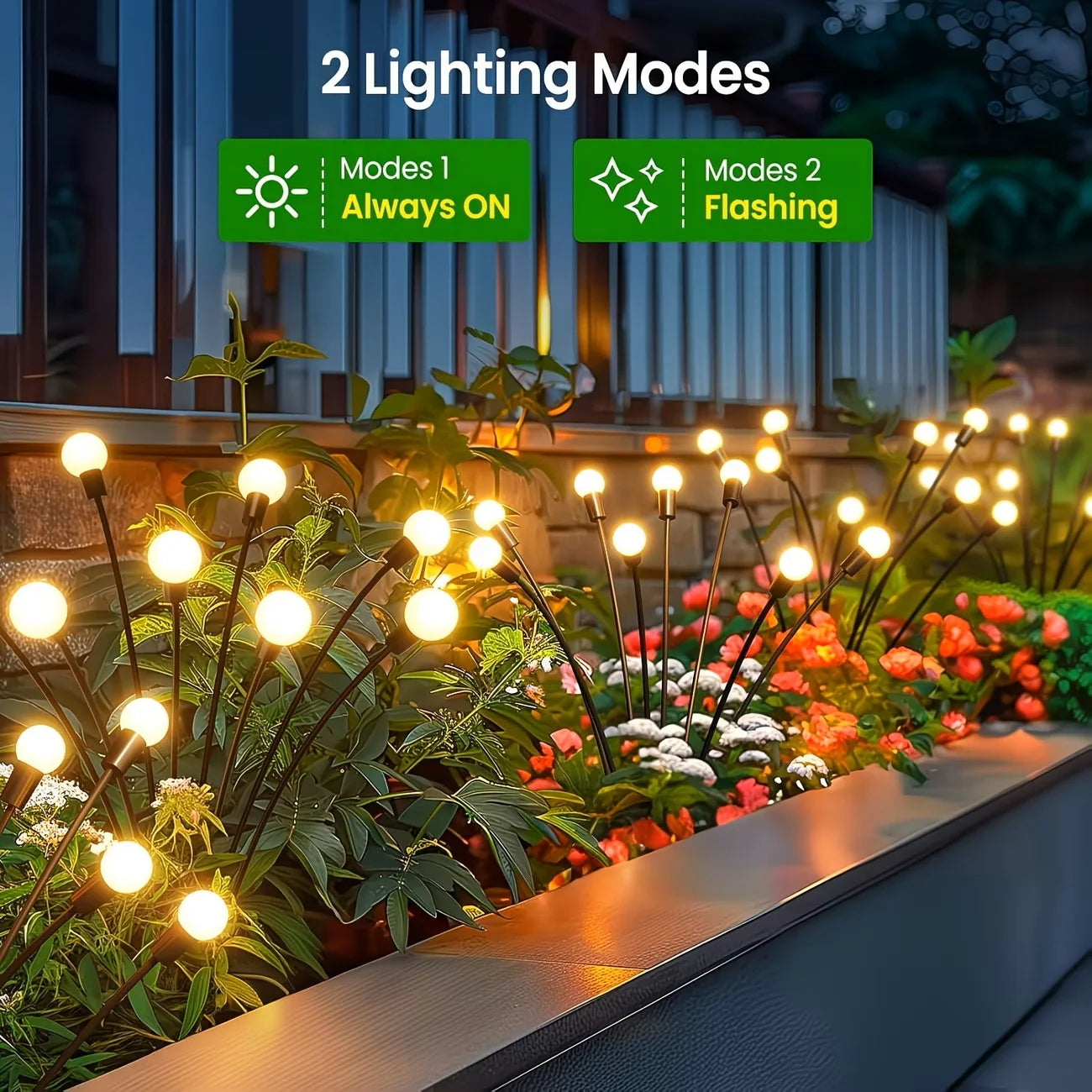 Dual Mode Solar Firefly Garden Lights For Outdoor Landscaping Decor