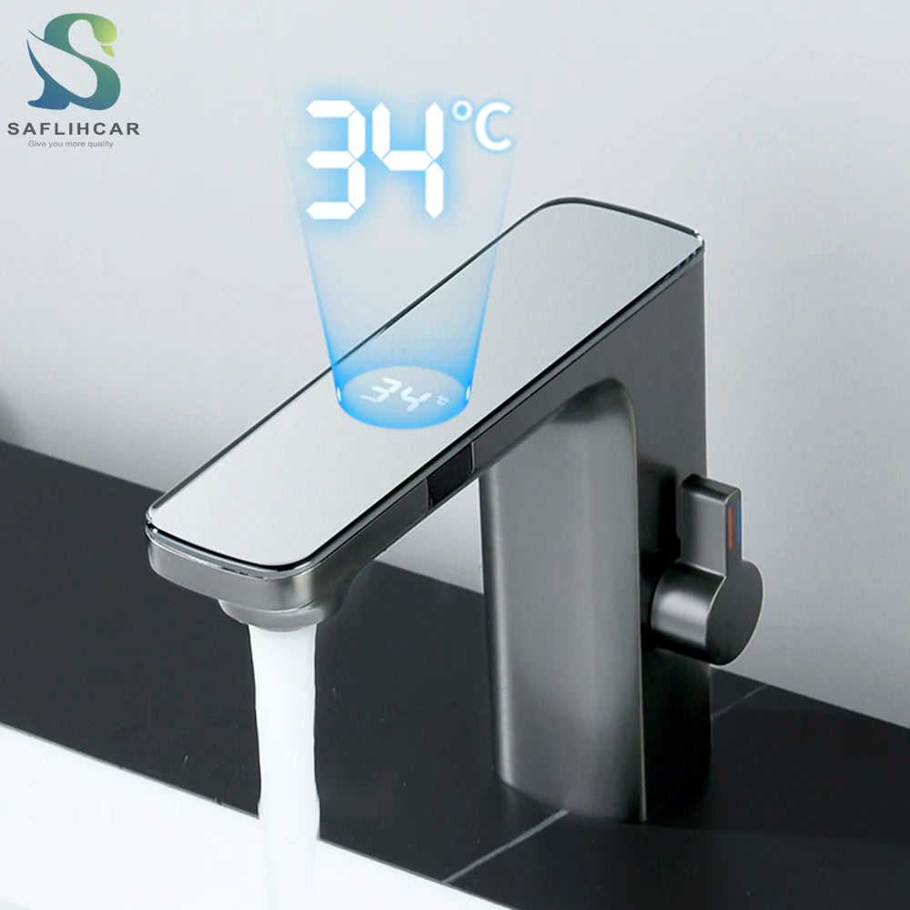 Saflihcar Smart Sensor Bathroom Basin Faucet Deck Mount Mixer