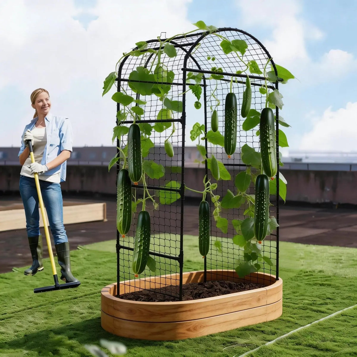 HiMISS Heavy Duty Garden Arch Trellis For Raised Bed Vines