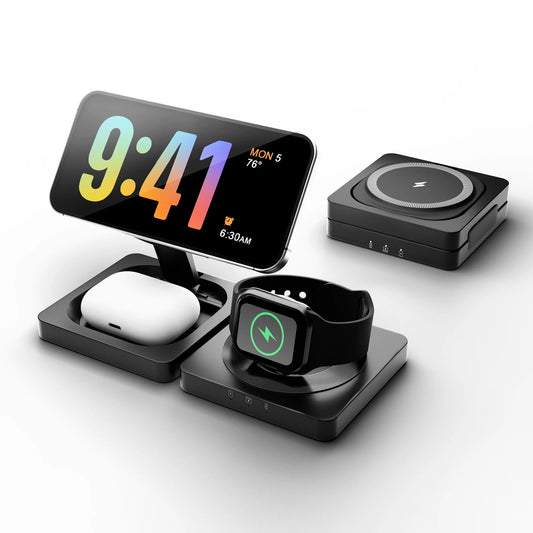 Magnetic Wireless 3in1 Folding Fast Charger For iPhones And Watches