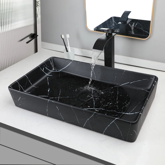 KEMAIDI Rectangular Ceramic Bathroom Vessel Sink Above Counter