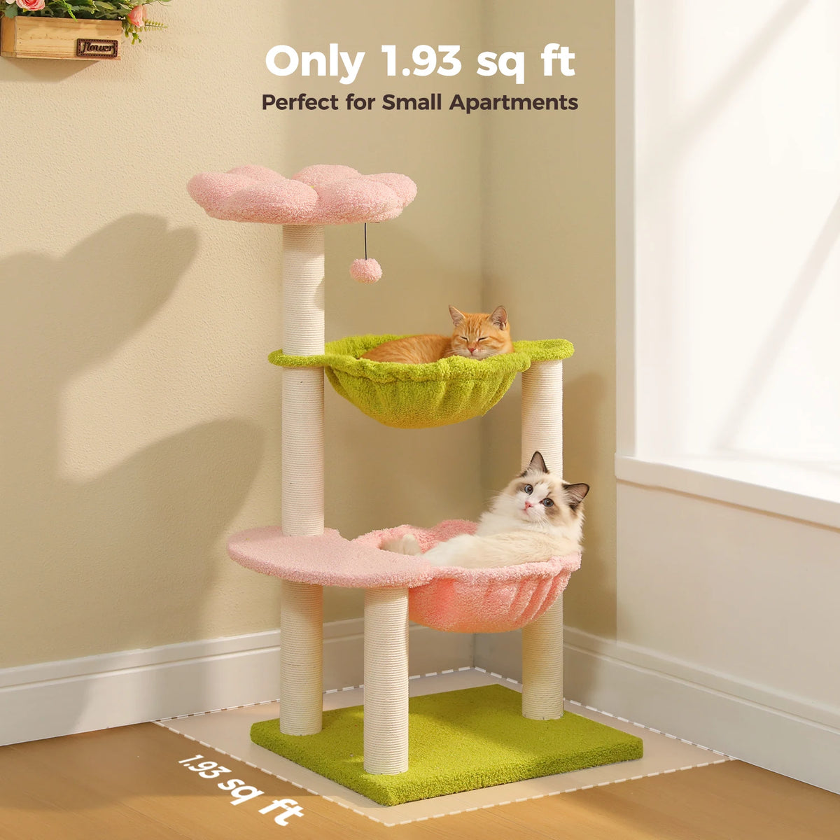 PAWZ Road Flower Cat Tree Featuring Sisal Posts And Hammocks