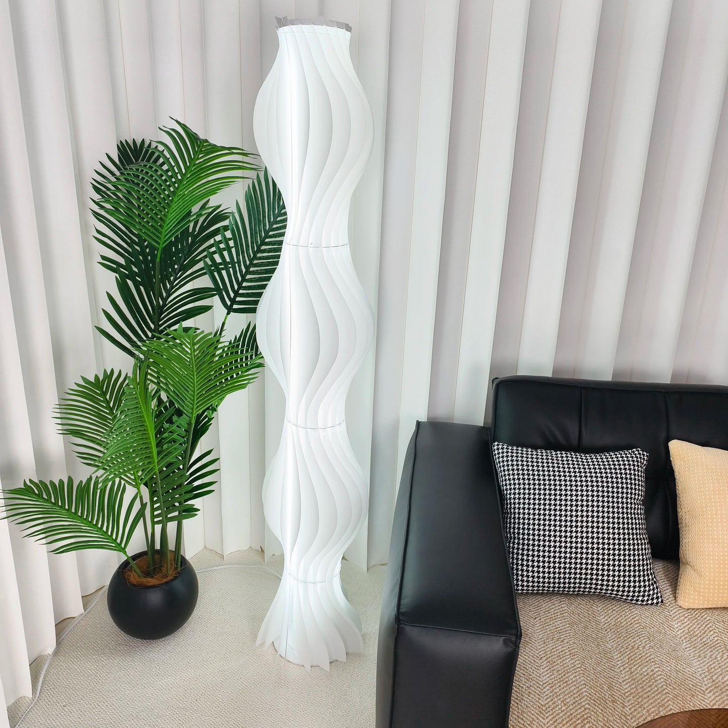 Nordic Style Pleated Floor Lamp For Ambient Living Area