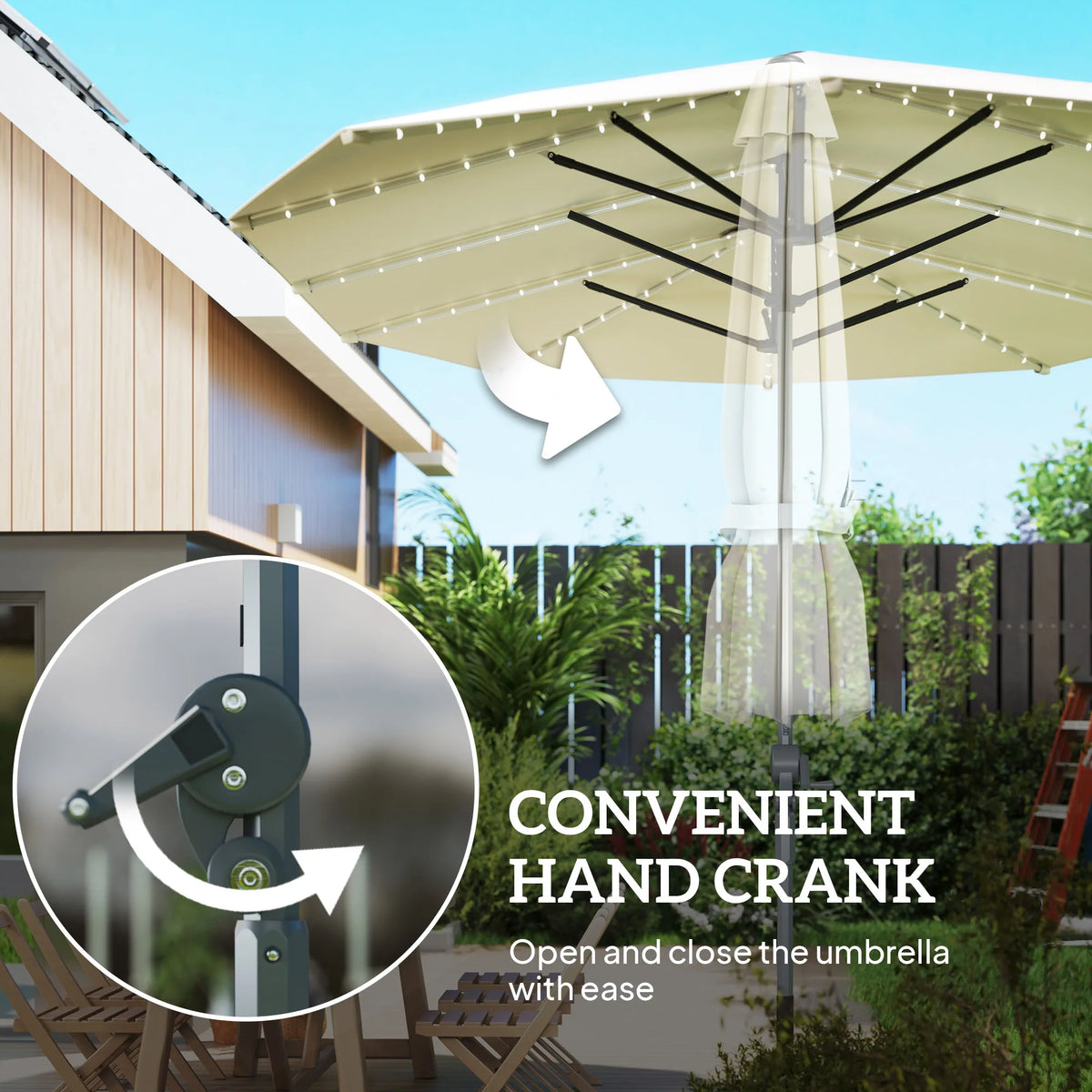 Outsunny Solar Patio Umbrella With Integrated Lighting And UPF50 Canopy