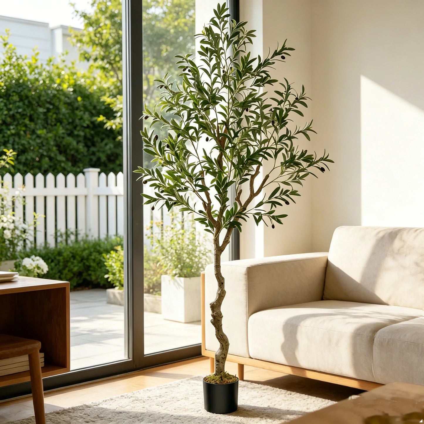 Olitree Artificial Olive Tree With Realistic Fruits And Wooden Trunk