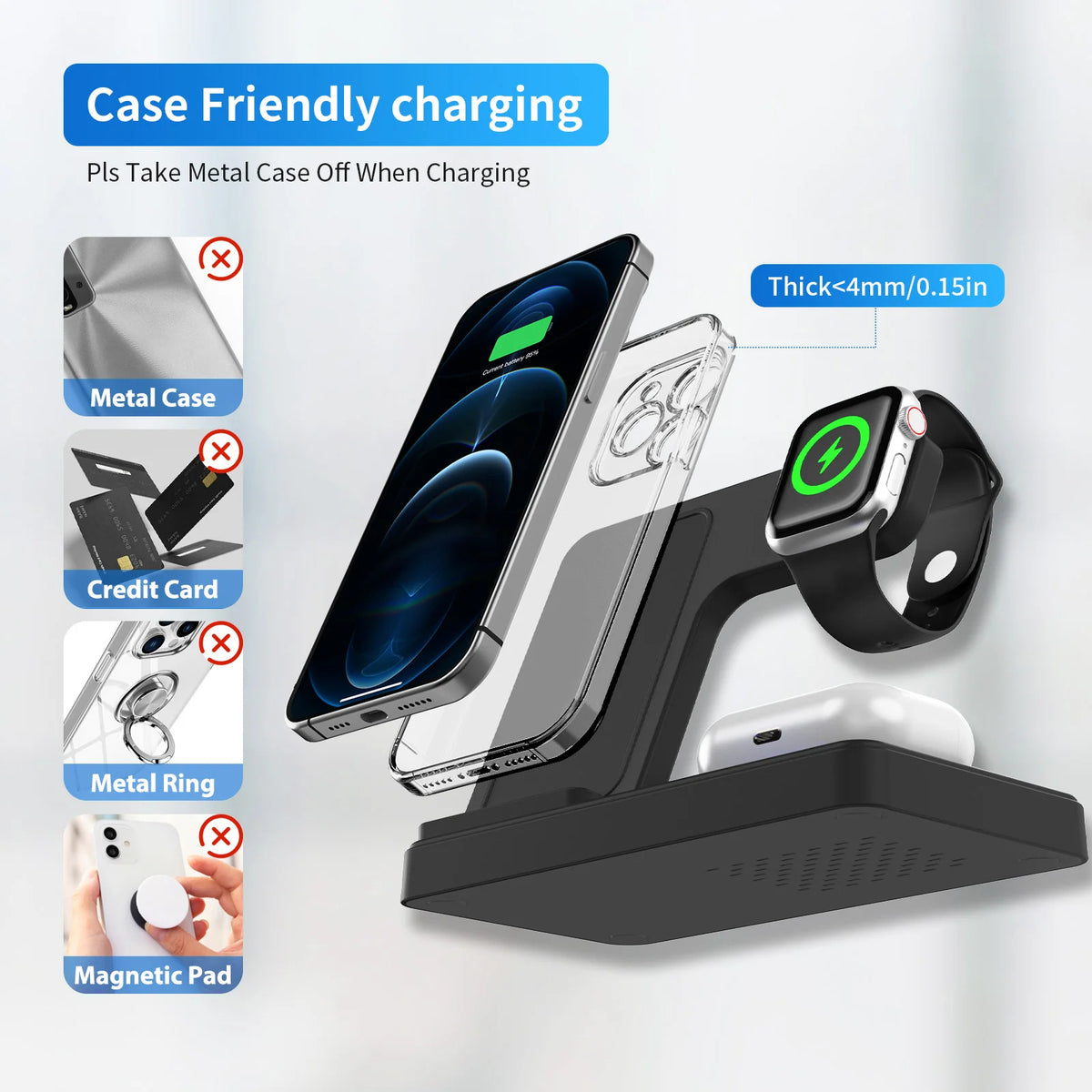 Foldable 3 In 1 Magnetic Wireless Charger for Apple Devices