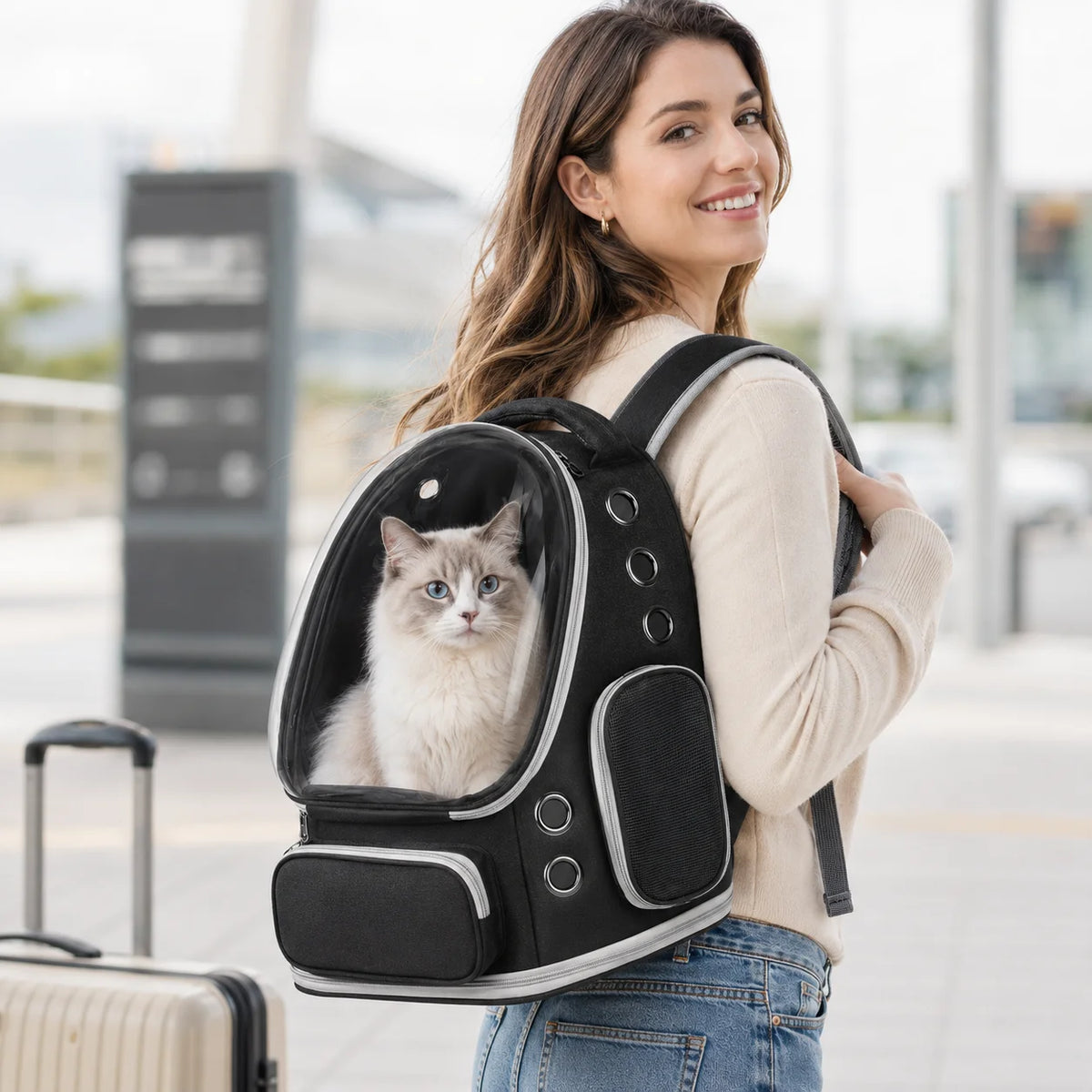 Breathable Bubble Cat Backpack Transparent Pet Carrier For Small Dogs