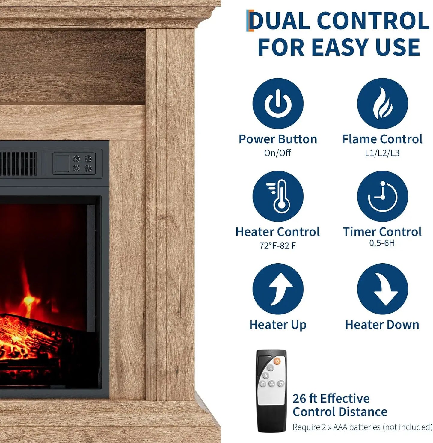 Freestanding Electric Fireplace TV Stand With Heater And Remote