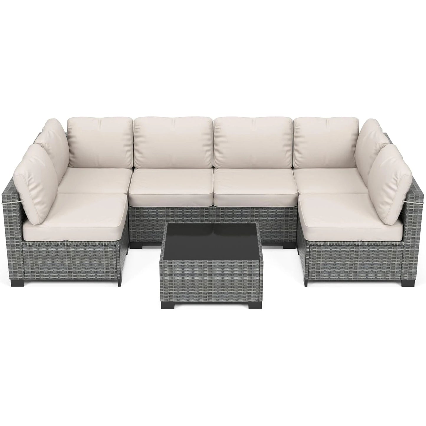 HobbyLane 7-Piece Modular Outdoor PE Rattan Sectional Sofa Set