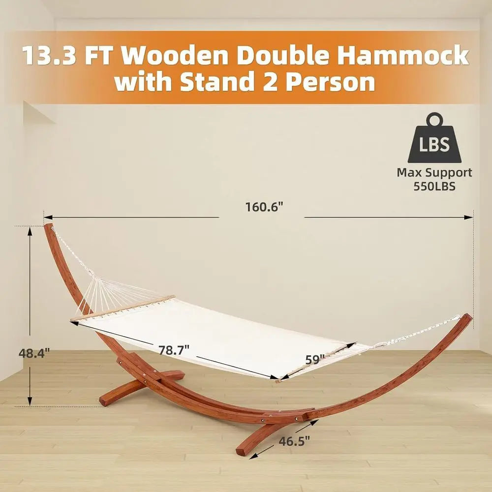 Premium Double Hammock With Stand For Patio And Garden Relaxation