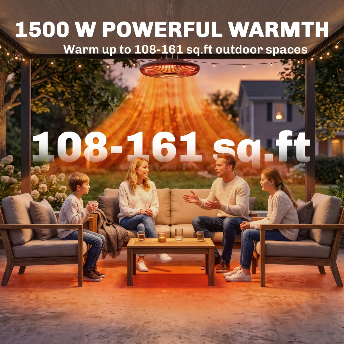 Outsunny Electric Patio Heater With LED Light And Dual Heat