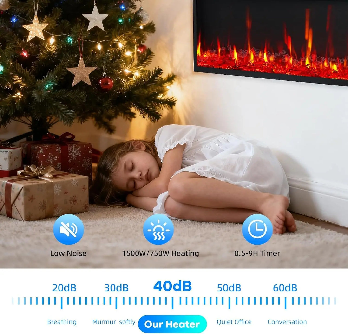 Twister Wall Mounted Electric Fireplace Insert With Remote And Logs