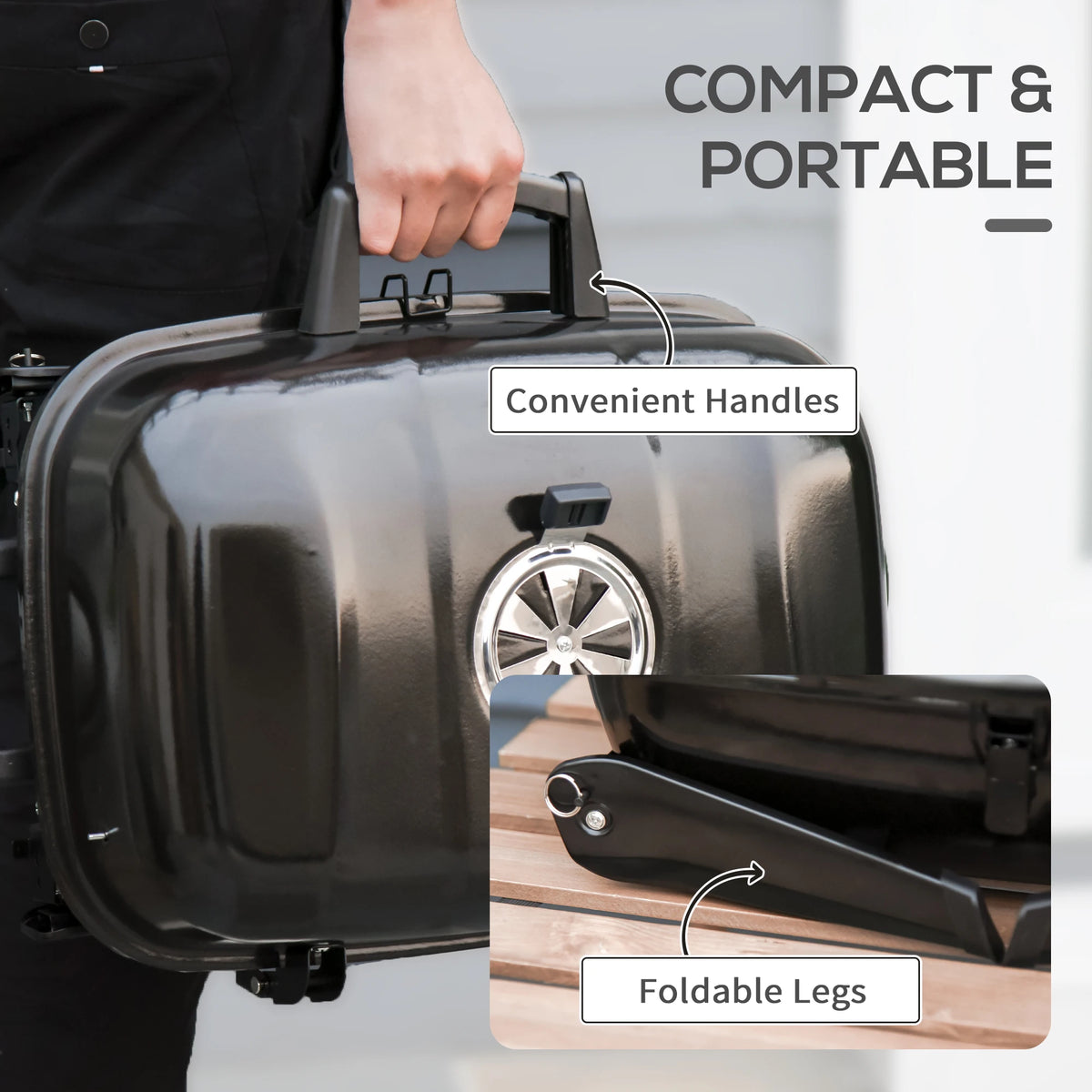 Outsunny Portable Charcoal Grill For Outdoor Camping And Picnic