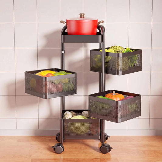 Studyset Adjustable Four Tier Rotating Kitchen Storage Cart
