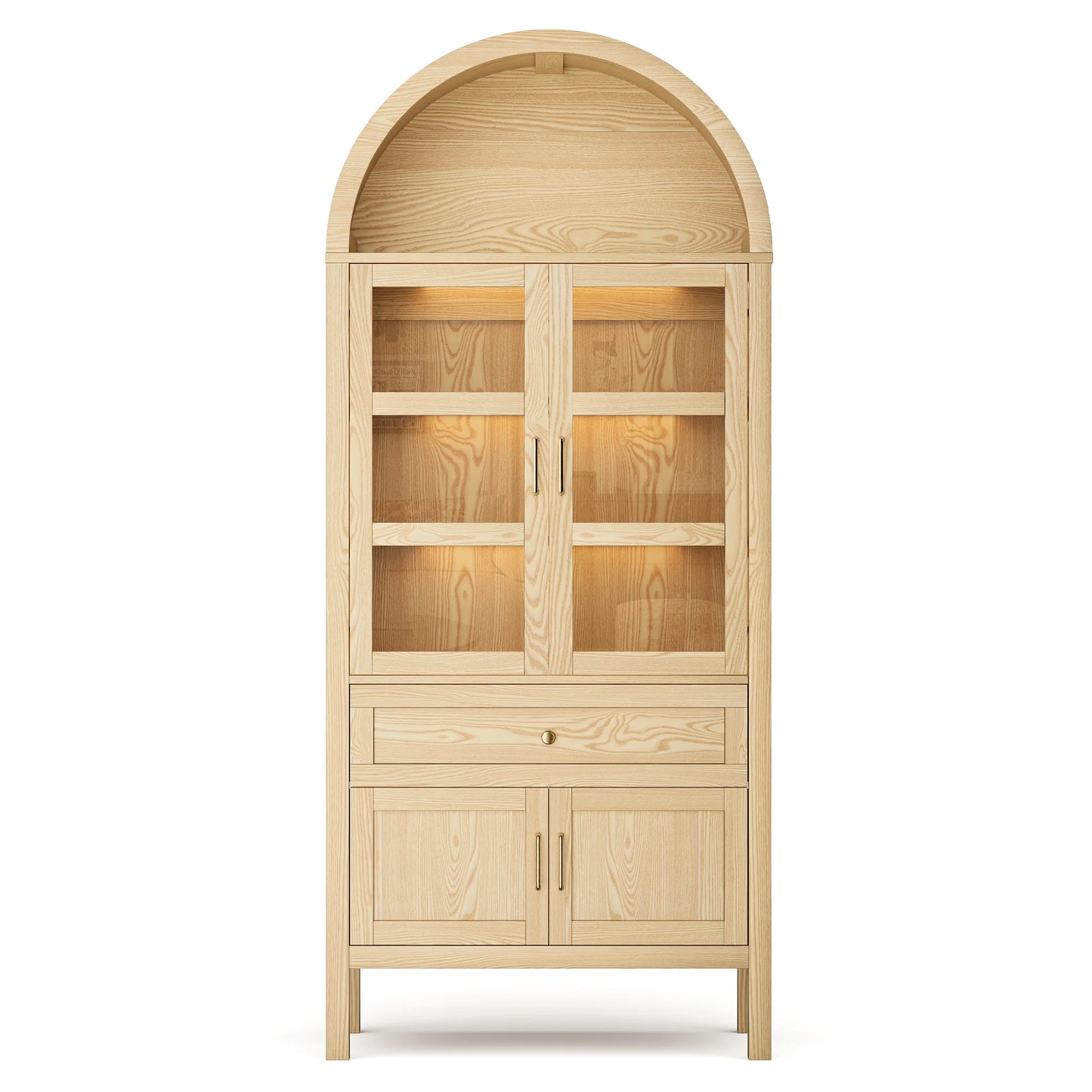 Cottinch Modern Arched Storage Cabinet With Adjustable Wooden Shelves