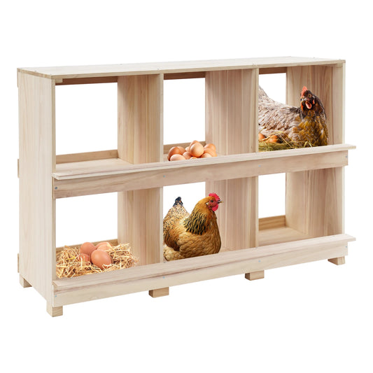 Wooden 6 Compartment Chicken Nesting Box For Backyard Farm Poultry