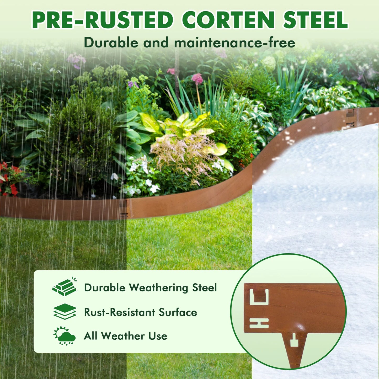 Corten Steel Metal Garden Lawn Edging Landscape Borders