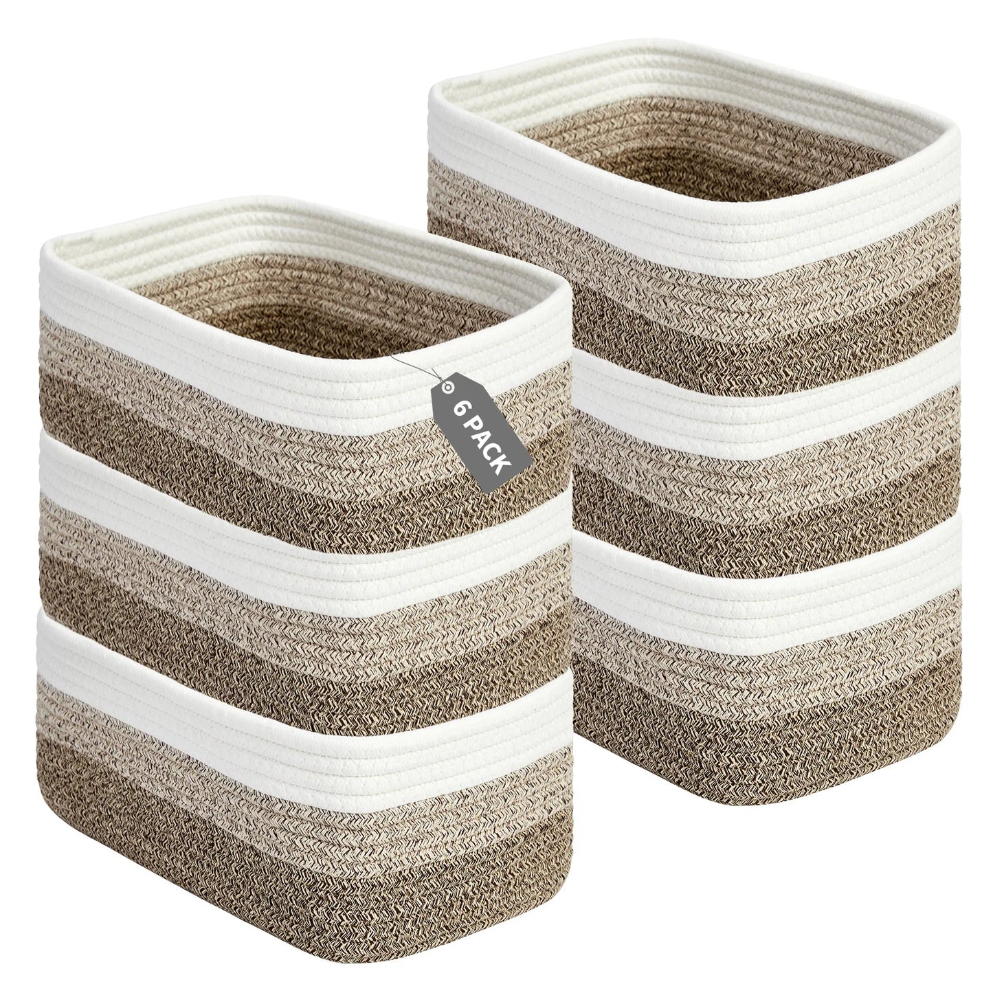 HiMISS Cotton Rope Rectangular Multi Purpose Storage Baskets