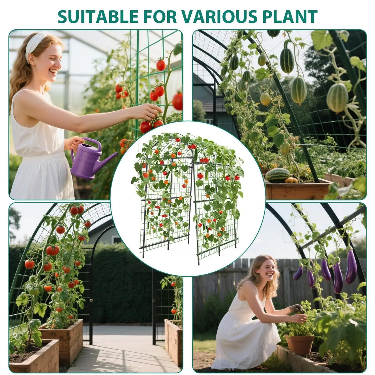 HiMISS Adjustable Metal Garden Arch Trellis For Climbing Plants