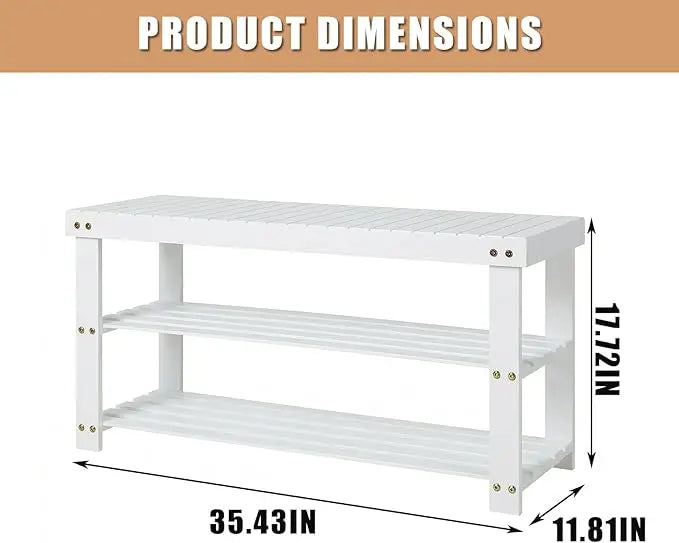 HiMISS Bamboo Shoe Rack Bench With Comfortable Entryway Storage Seat
