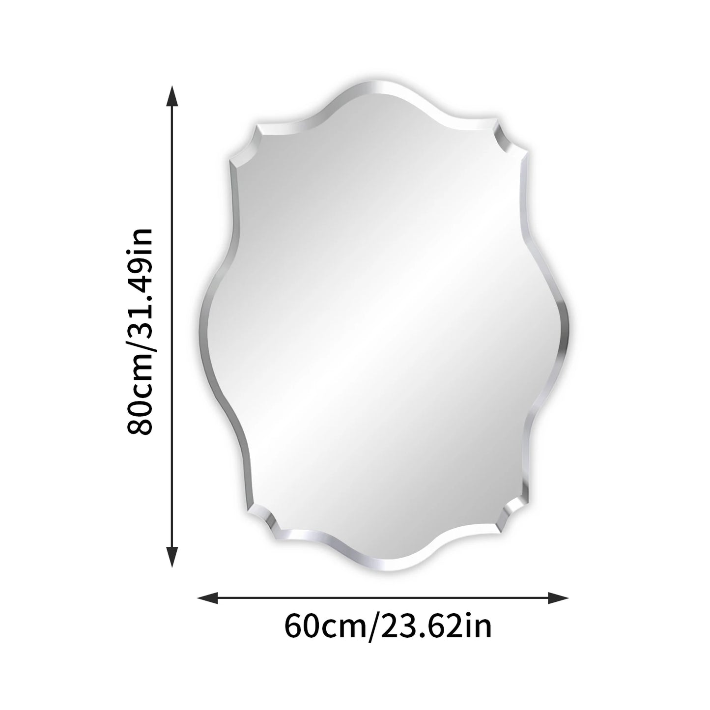 Wisfor Scalloped Frameless Beveled Wall Mirror For Bathroom Living Room