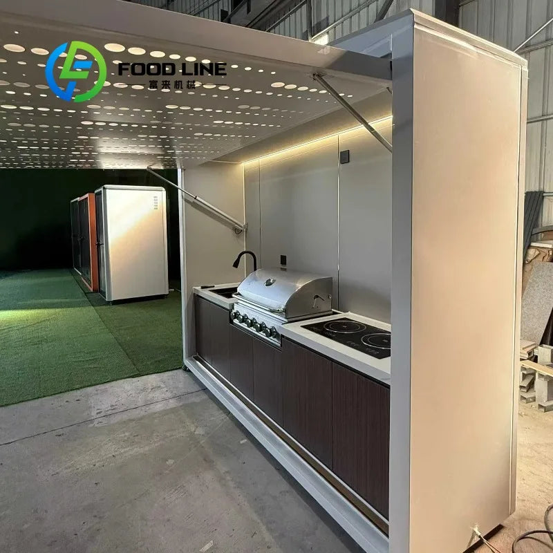 Stainless Steel Outdoor Kitchen BBQ Grill With Storage Shed