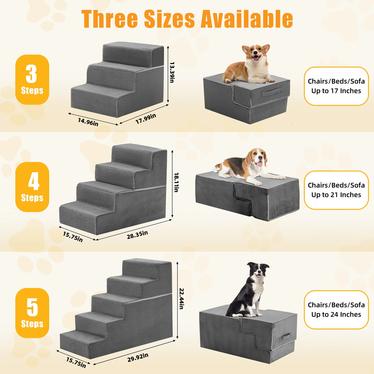 Jhk Curved Foam Pet Dog Stairs Ramp For Indoor Climbing