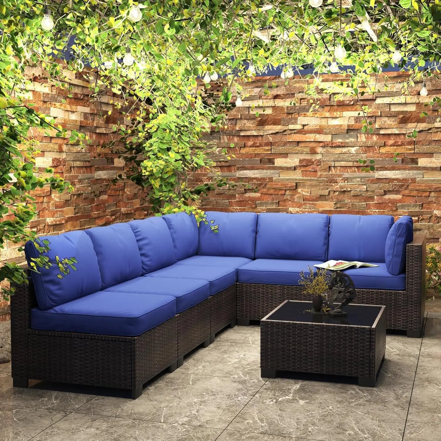 HobbyLane 7-Piece Modular Outdoor PE Rattan Sectional Sofa Set