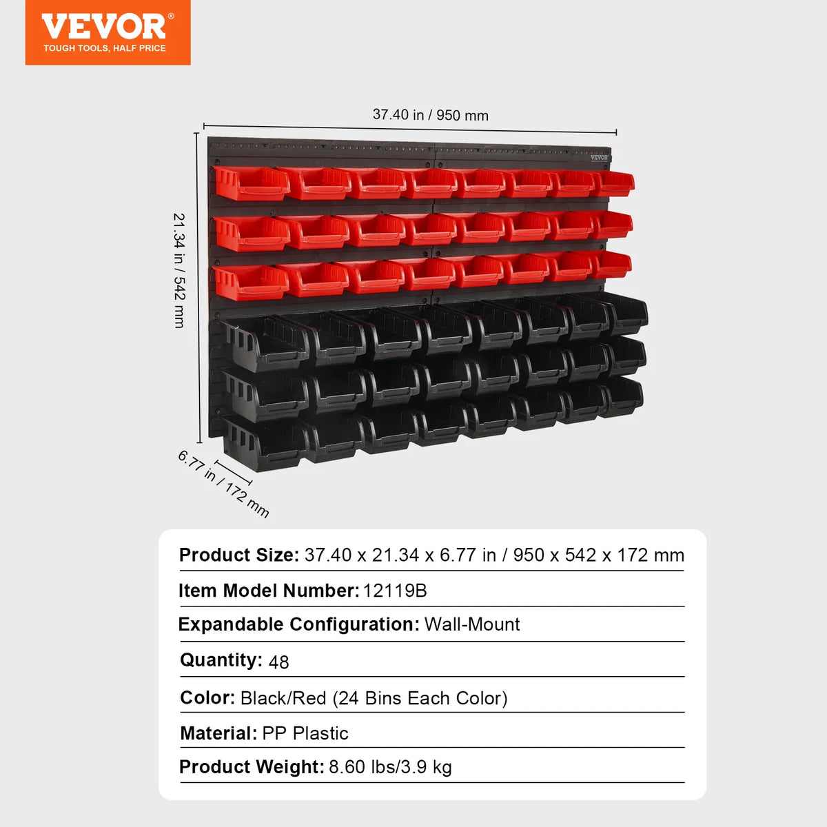 SucceBuy Wall Mounted Parts Organizer With Hooks And Panels