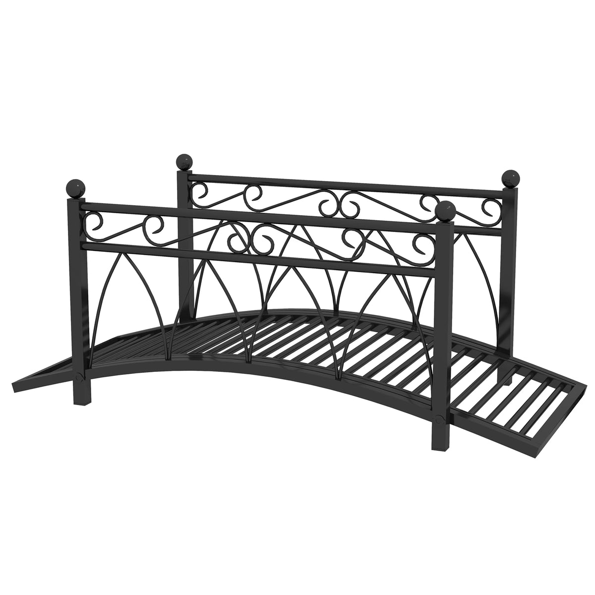 Antique Metal Garden Bridge With Safety Railings For Backyard Pond