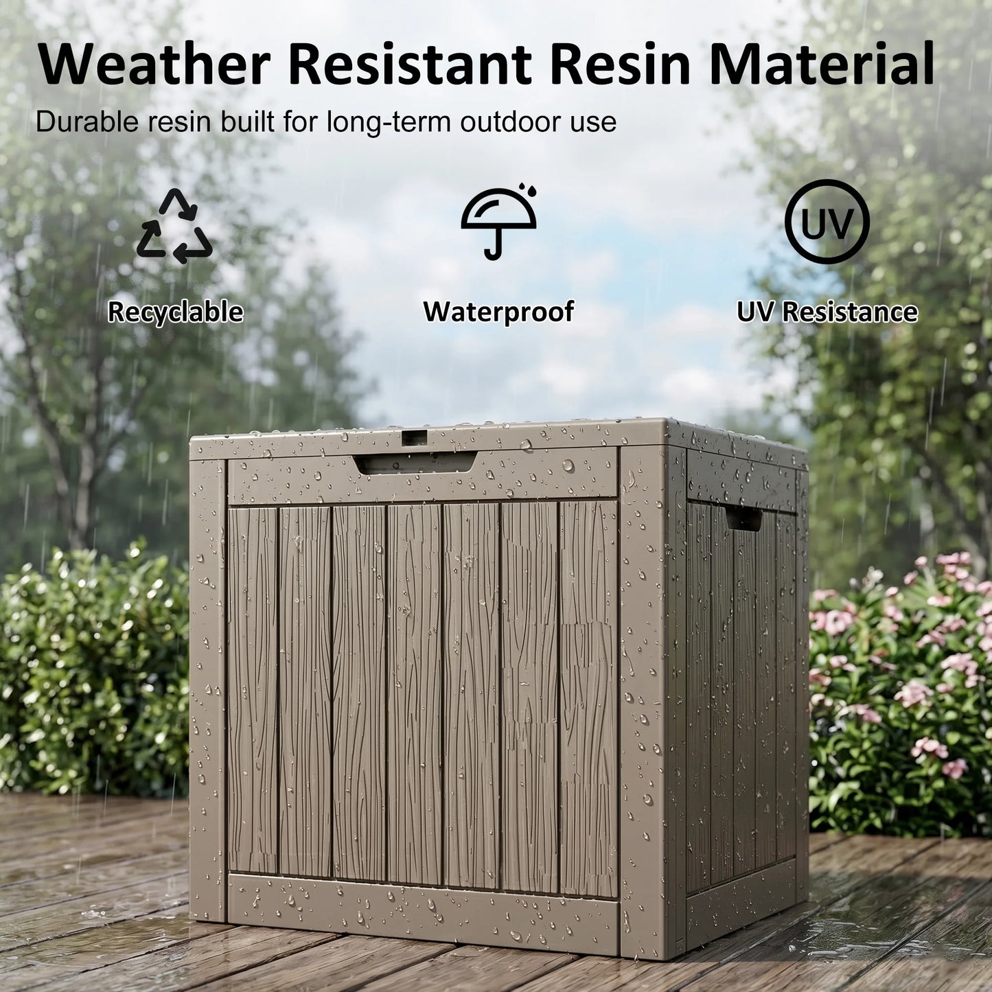 Waterproof Resin Outdoor Deck Box with Lock and UV Protection