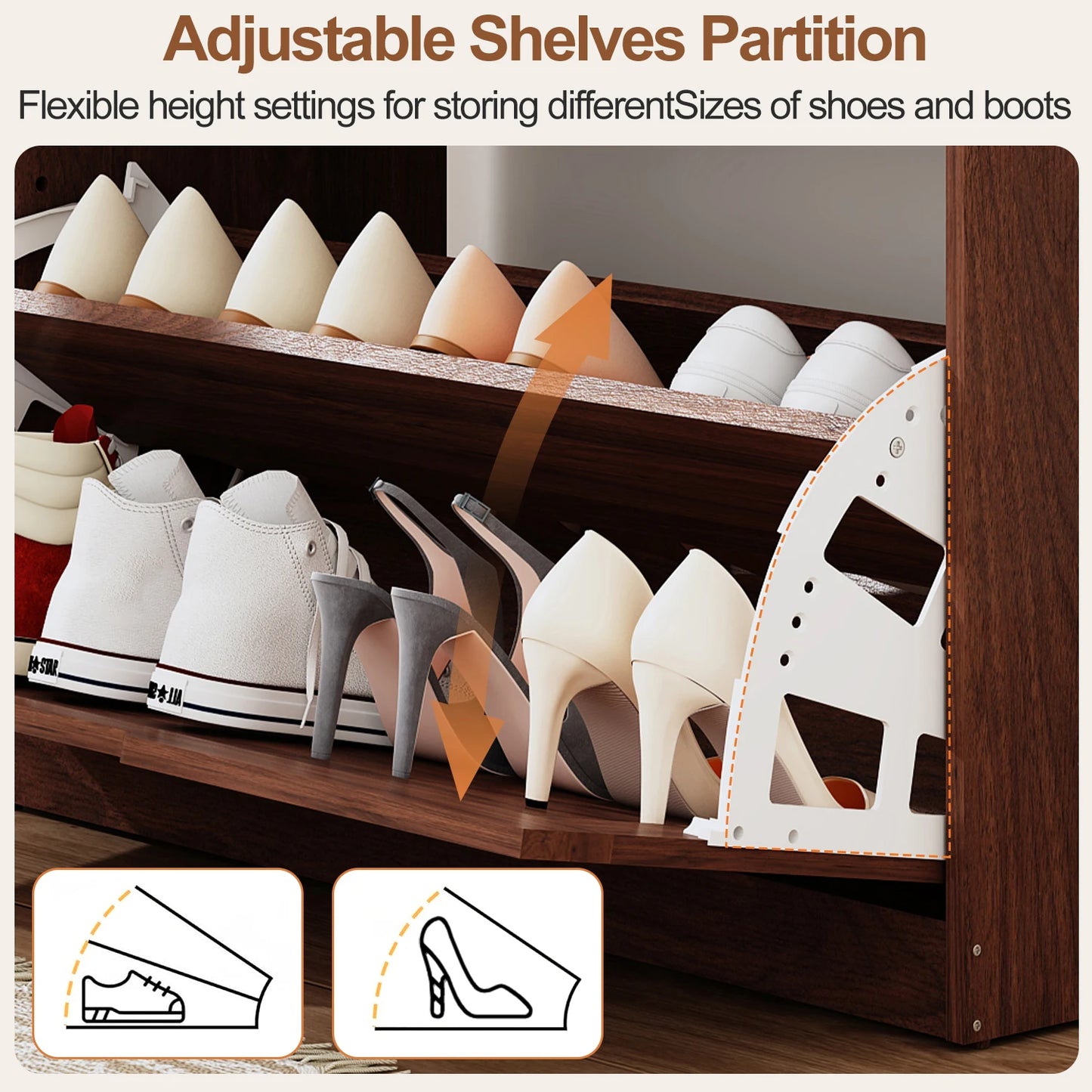 Huisenitre Storage Bench With Flip Drawers Adjustable Shelf