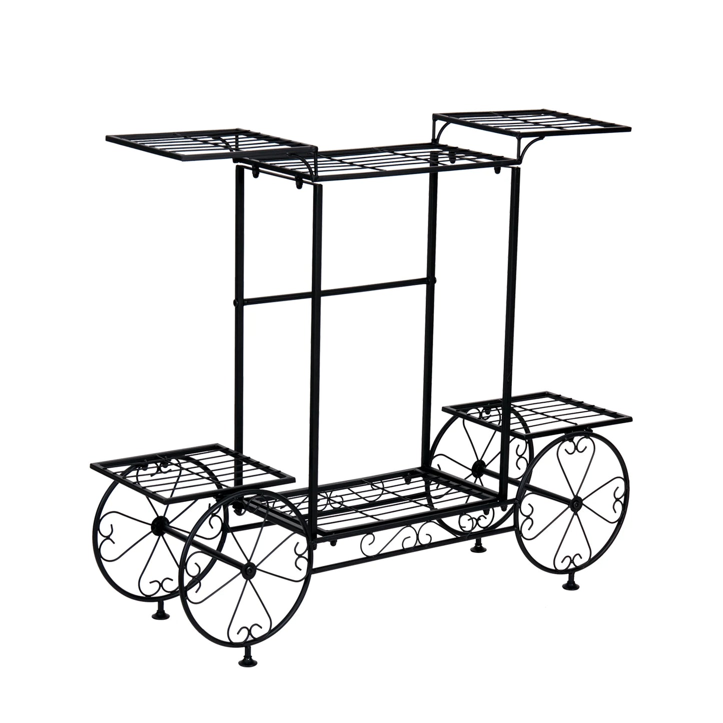 Wisfor 6 Tier Metal Garden Cart Stand Flower Pot Rack