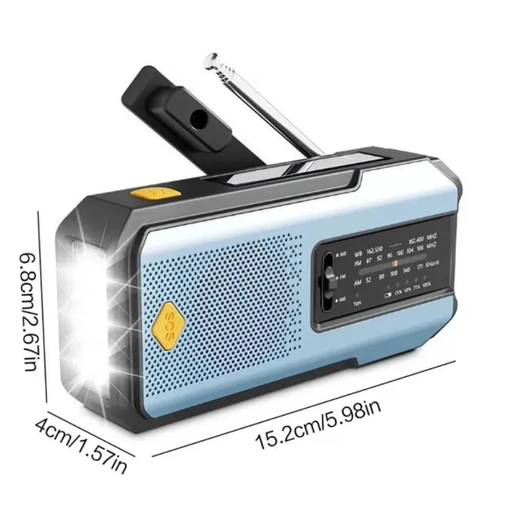 Stonigo Solar Hand Crank Emergency Radio With Power Bank Flashlight