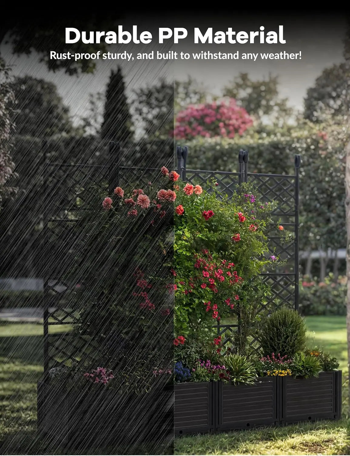 TWISTER CK Plastic Planter Box With Trellis And Drainage