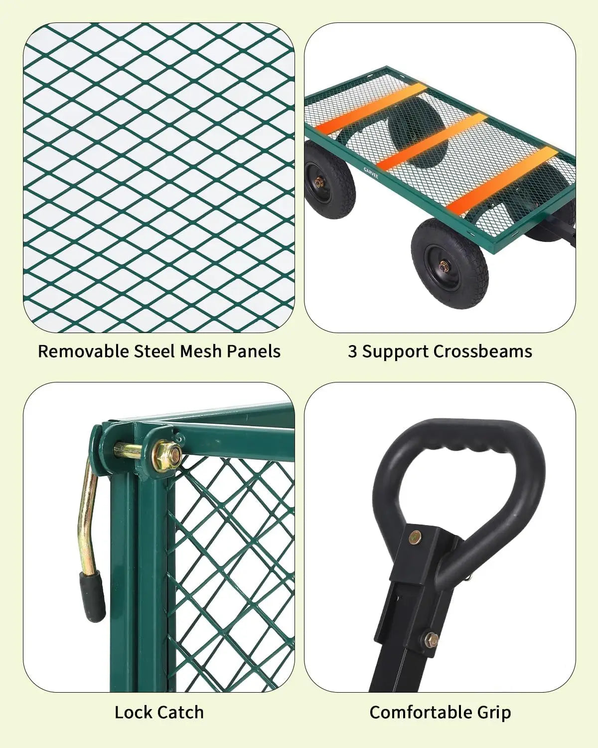 TWISTER.CK Heavy Duty Steel Garden Cart With Removable Mesh Sides