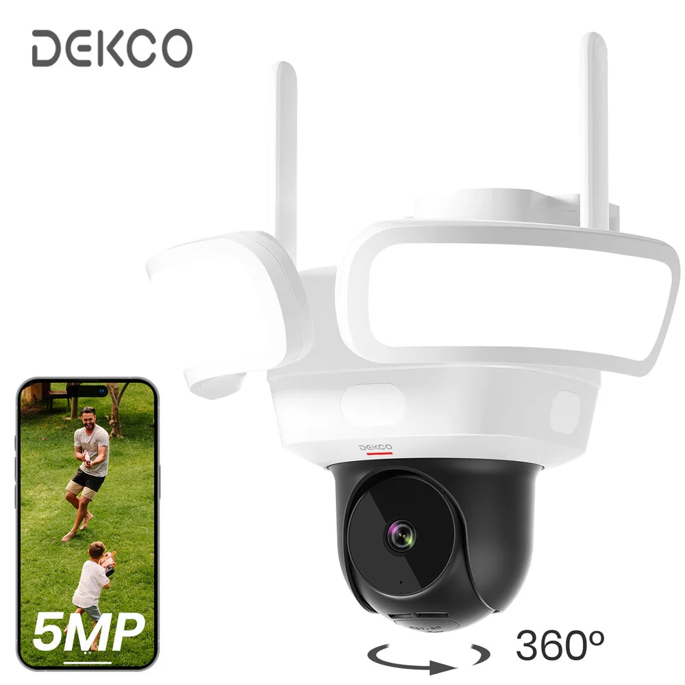 Dekco Wireless Outdoor Floodlight Security Camera With Night Vision