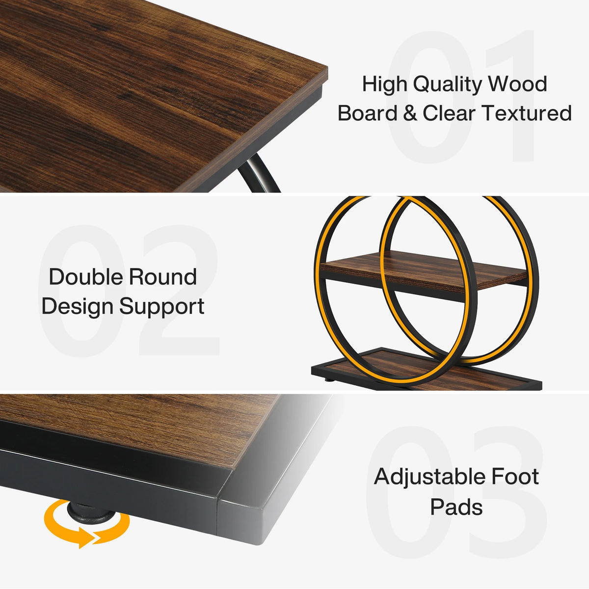 Tribesigns Industrial End Table With Three Storage Shelves For Sofa