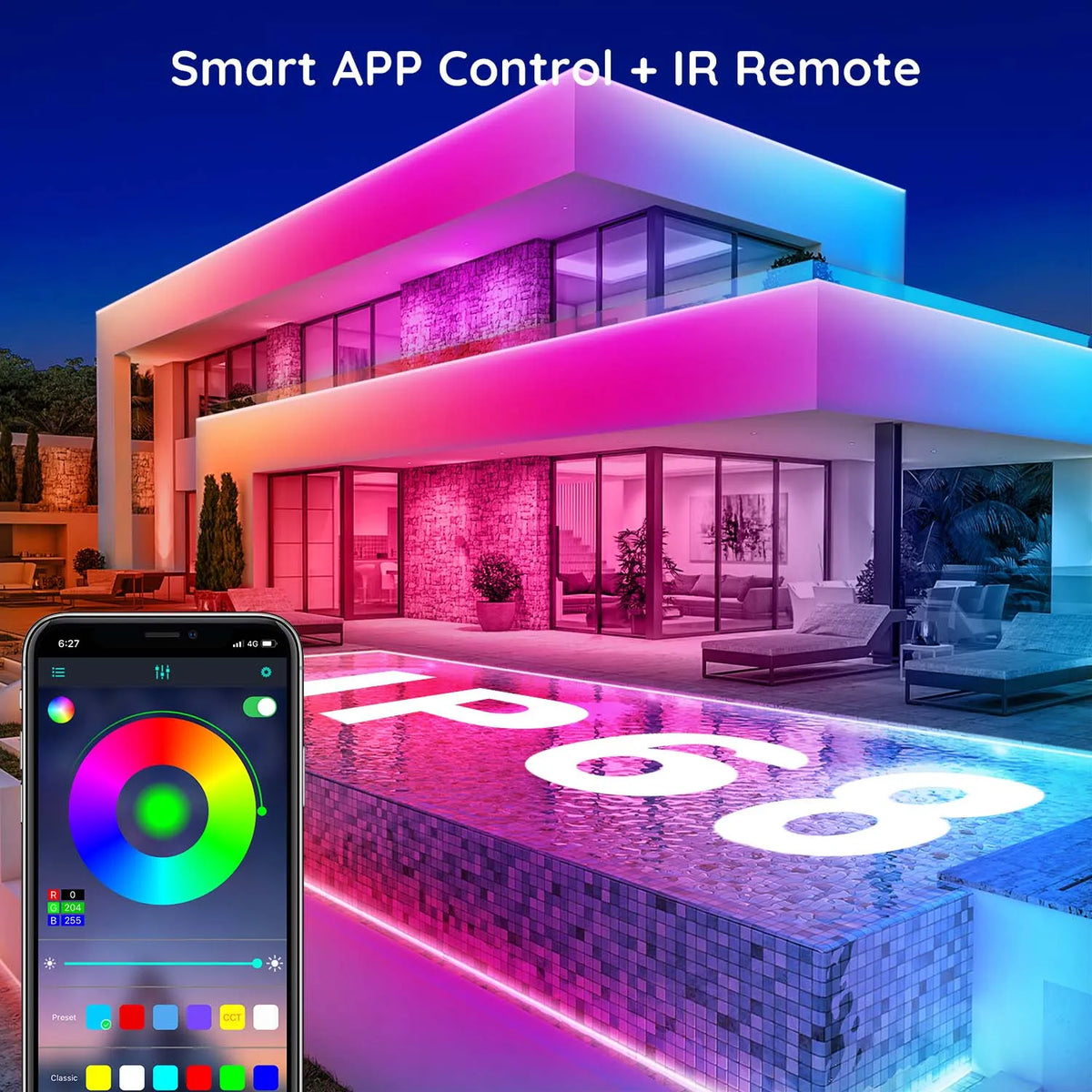 Ailbton Waterproof Rgb Led Strip Lights With App Control