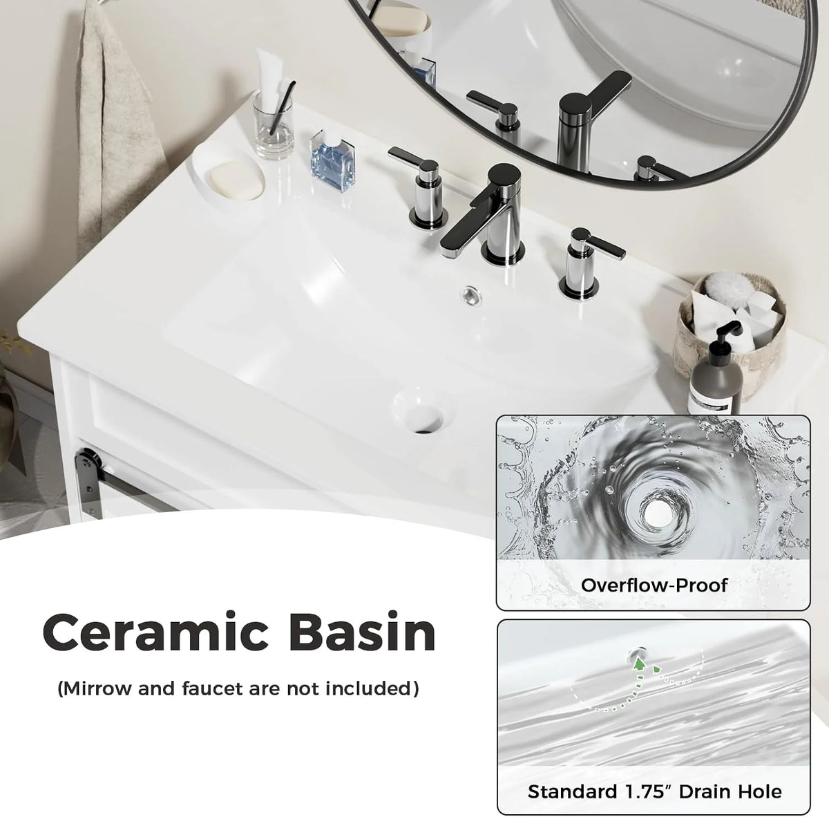 EVOKEDEN Farmhouse Bathroom Vanity With Sink Barn Door And Drawers