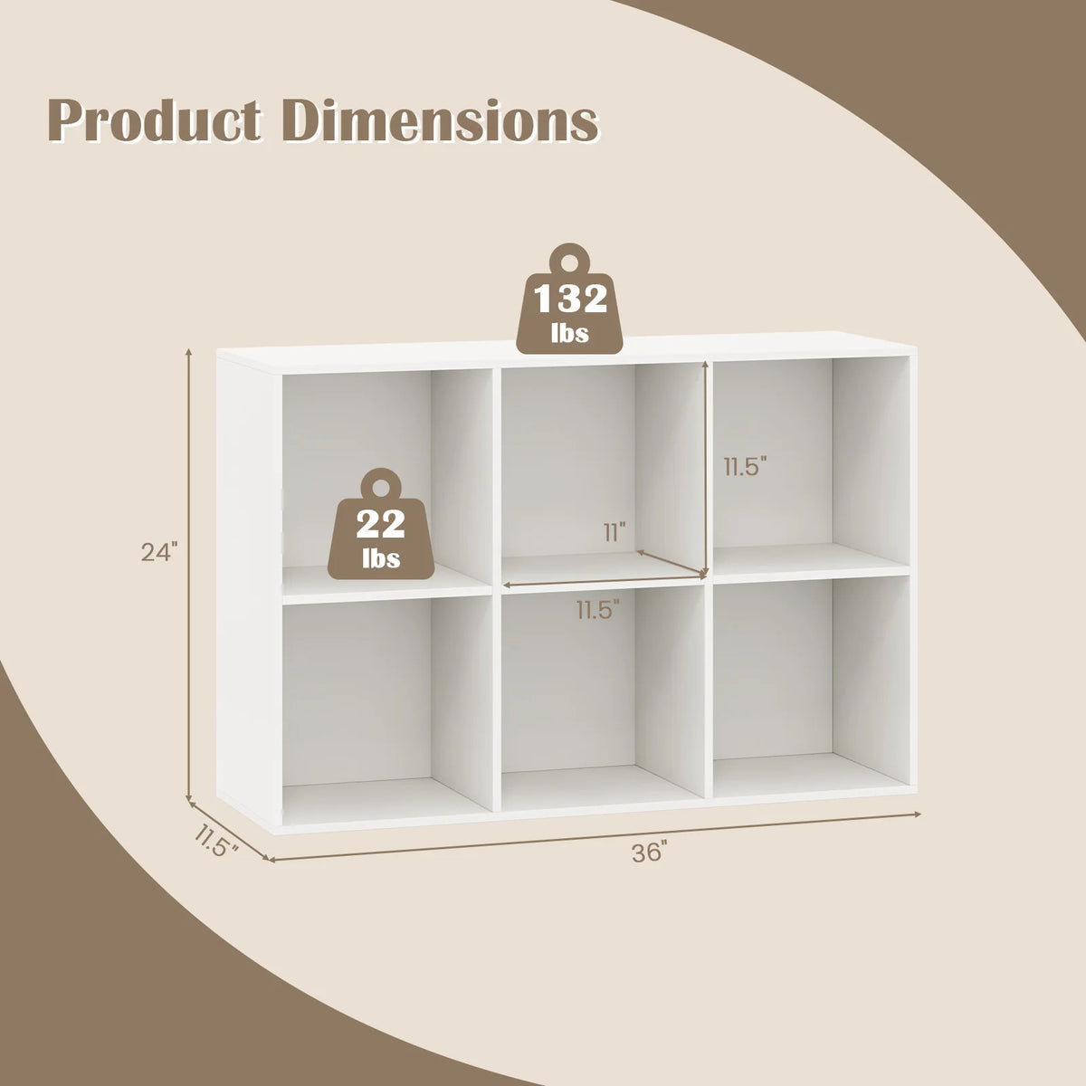 Homasis Modern 6 Cube Bookcase Versatile Storage Organizer Shelf