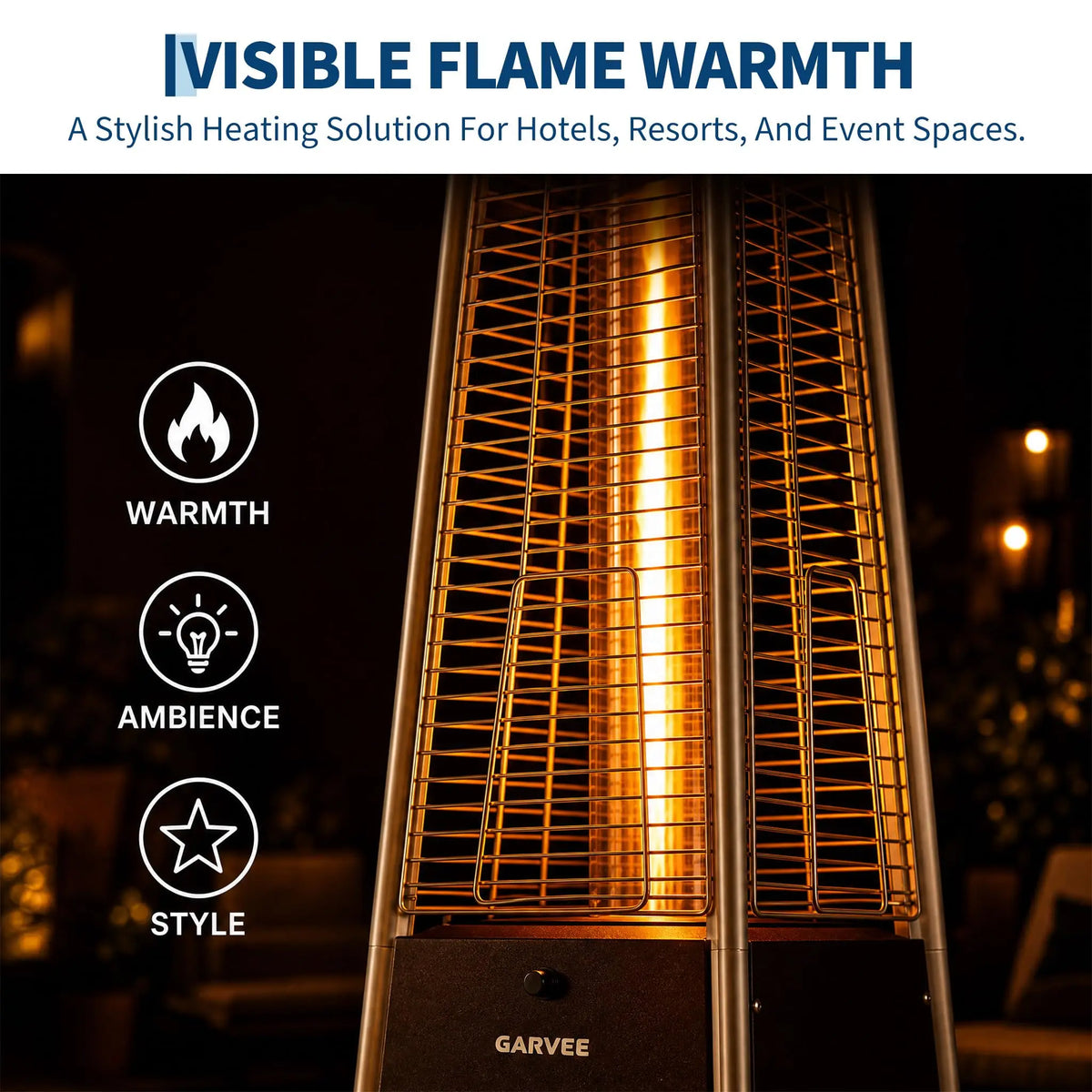 HiMiss Pyramid Propane Patio Heater With Glass Flame Tube