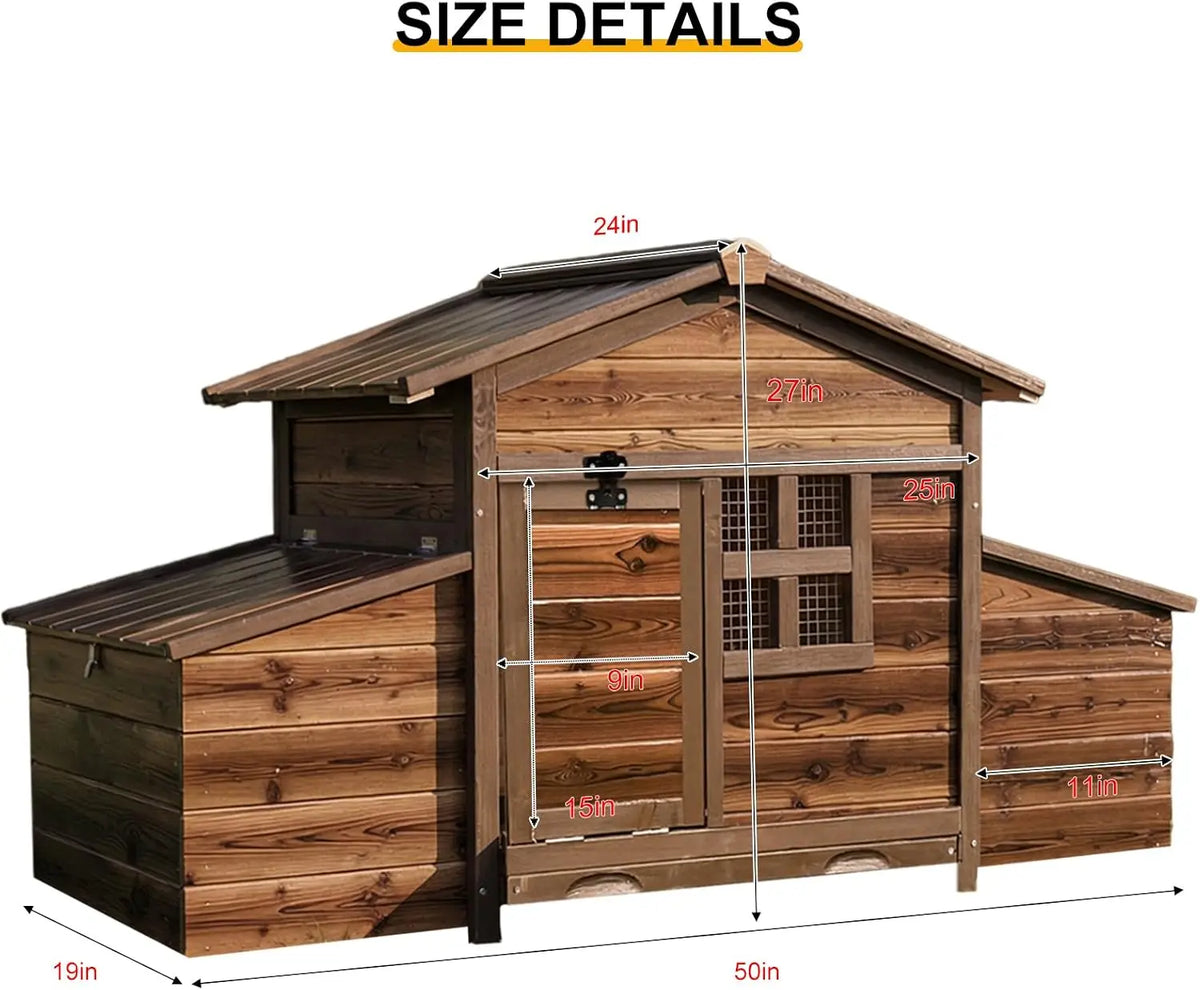 Wooden Chicken Coop With Nesting Boxes, Ramp And Ventilated Window