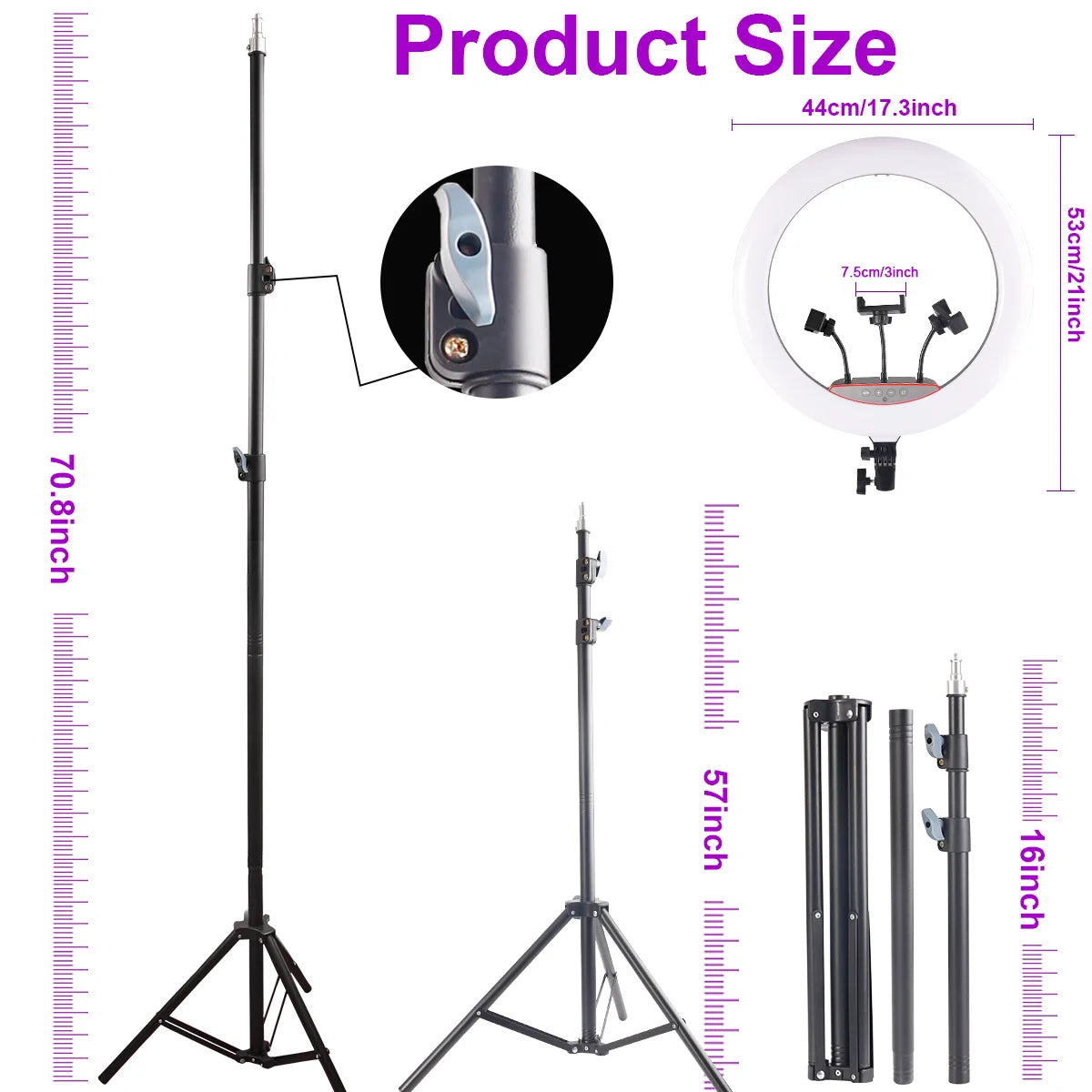 UEGOGO Adjustable Ring Light With Tripod And Phone Mounts