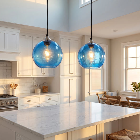 ARLGSITE Modern Bubble Glass Pendant Light With Adjustable Hanging Cord
