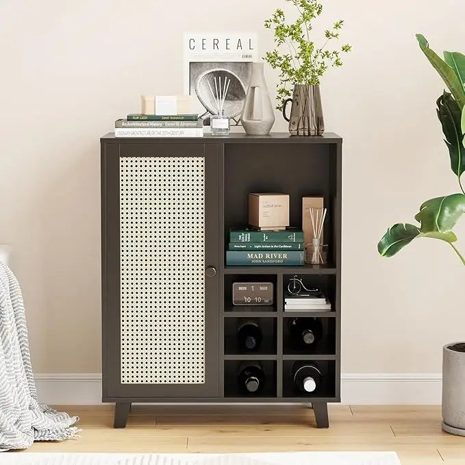 FARINI Farmhouse Sideboard Cabinet With Wine Racks And Storage